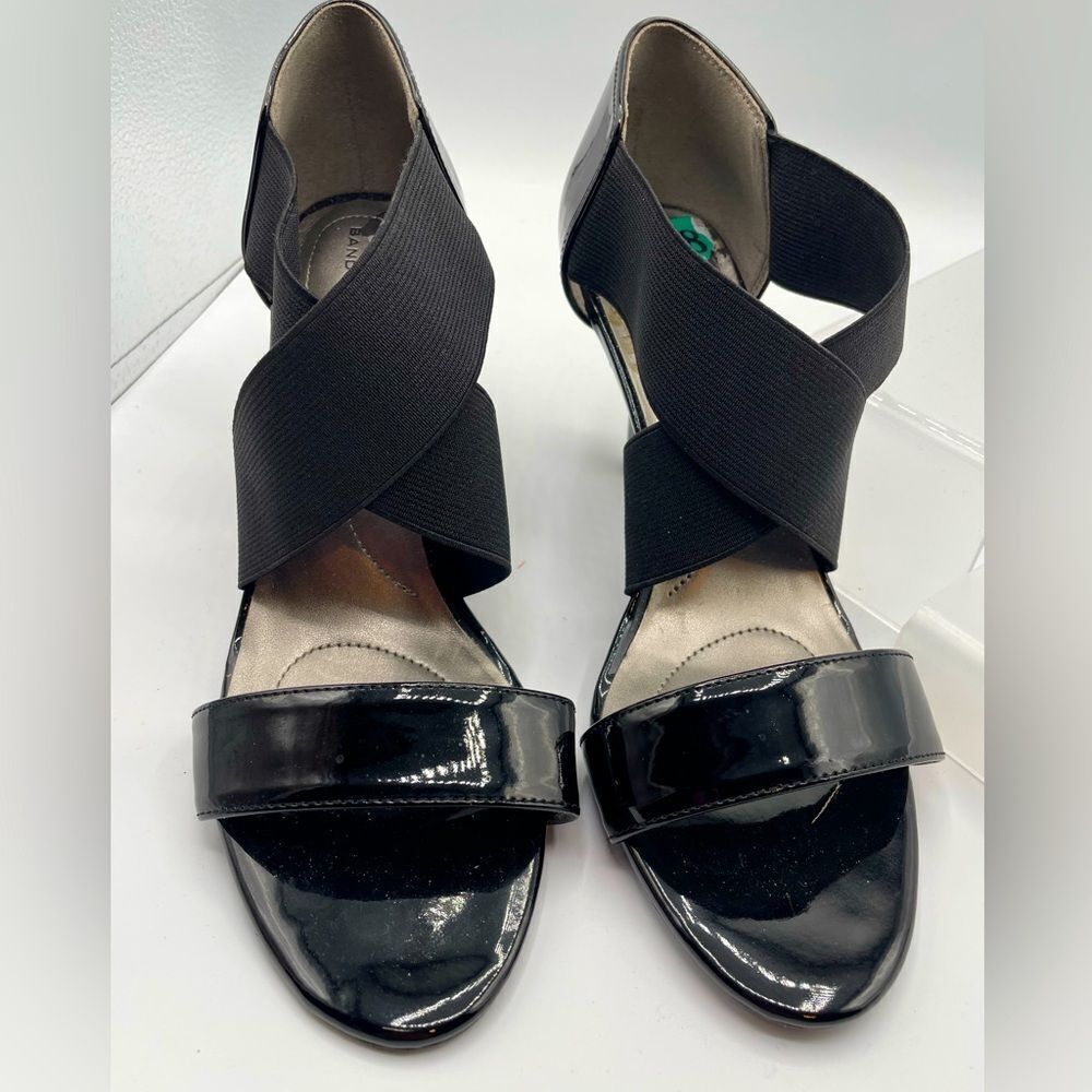 Bandolino Miesha - open toe slip on shoes, black, size 8